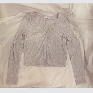 Cotton On (Ribbed Crop Shirt) white light-gray (NEW & UNWORN)